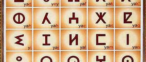 Das Alphabet Tifingahe der Amazigh, wie sich die Berber in marokko in ihrer Sprache nennen. Amazigh wird jetzt neben Arabisch Amtssprache Marokkos.