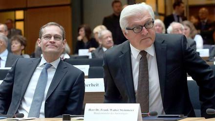 Michael Müller und Frank-Walter Steinmeier bei der Gedenkveranstaltung zum 70. Jahrestag des Kriegsendes in Berlin. 