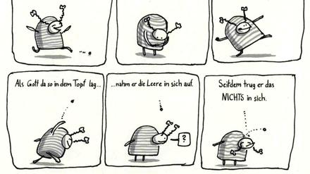 Immer gut gelaunt: Der junge Gott auf einer Seite aus dem besprochenen Buch.