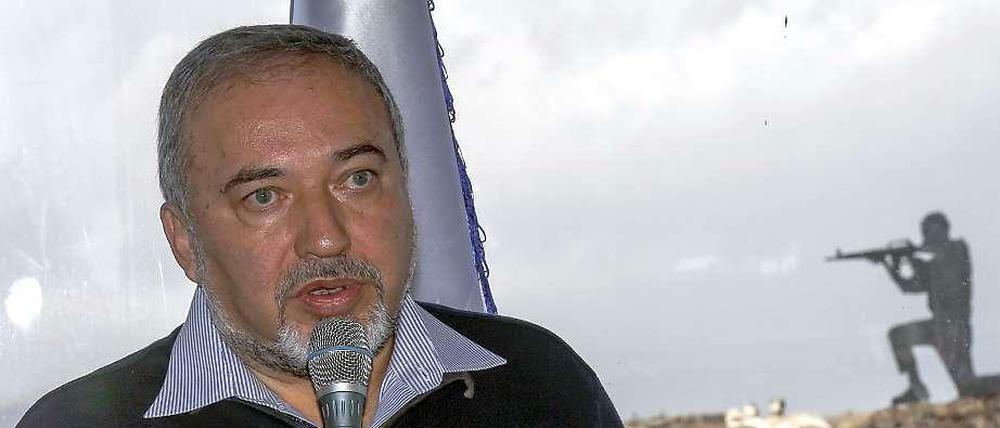 Außenminister Avigdor Lieberman bei einem Besuch der von Israel besetzten Golan-Höhen.