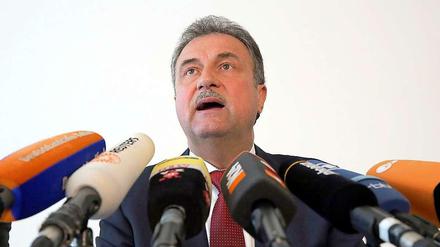 GDL-Chef Claus Weselsky bei seiner Pressekonferenz am Montag in Berlin.