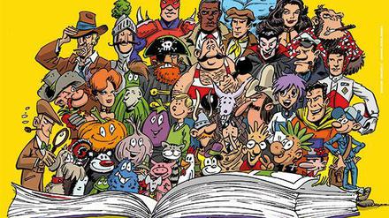 Abbildung ähnlich: Das Poster zum Gratis-Comic-Tag wirbt mit vielen der dort zu entdeckenden Figuren - aus Urheberrechtsgründen zum Teil arg verfremdet.