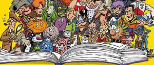 Abbildung ähnlich: Das Poster zum Gratis-Comic-Tag wirbt mit vielen der dort zu entdeckenden Figuren - aus Urheberrechtsgründen zum Teil arg verfremdet.