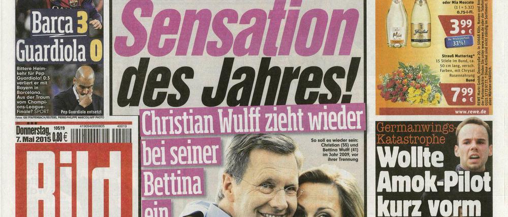 Titel-Sensation des Jahres. Die „Bild“ freut sich mit dem Ehepaar Wulff. 