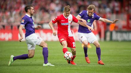Zeigte sich im Spiel gegen Erzgebirge Aue: Unions Leihstürmer Martin Kobylanski (m.).