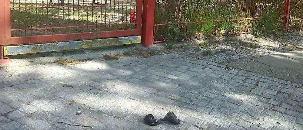 Kunst vor der Kita. Allerdings muss man sehr lange hinschauen, um sie zu entdecken...