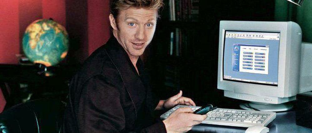 Schwupps, da war er schon drin, so einfach war das damals nämlich: Boris Becker als Werbebotschafter für AOL im Jahr 1999. 