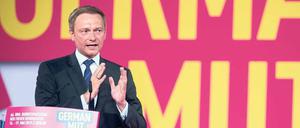 German Mut. Parteichef Christian Lindner auf dem Parteitag.