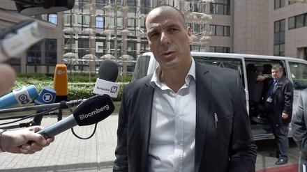 Yanis Varoufakis am Montag nach seiner Ankunft in Brüssel. 