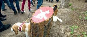 Beinchenarbeit. Am Schlachtensee ist der Streit um das Hundeverbot mittlerweile uferlos. 