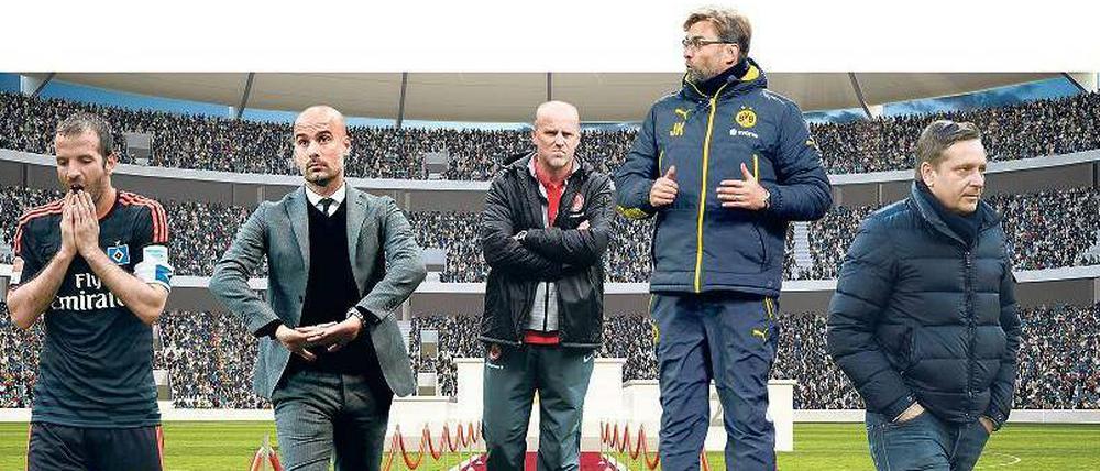 Teppichtäter und -opfer. Van der Vaart, Guardiola, Schaaf, Klopp und Heldt wurden in dieser Saison bejubelt und verdammt.