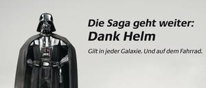 Plakat des Verkersministeriums als Werbung für Fahrradhelme