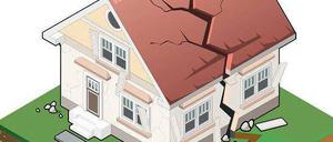 Illustration eines zerbrochenen Eigenheims.
