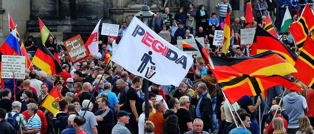 Pegida-Kundgebung Anfang Mai in Dresden