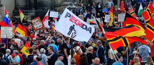 Pegida-Kundgebung Anfang Mai in Dresden