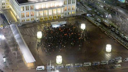 Legida-Demonstration auf dem Leipziger Augustusplatz