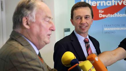 Brandenburgs AfD-Fraktionsvorsitzender Alexander Gauland und AfD-Chef Bernd Lucke in Potsdam.