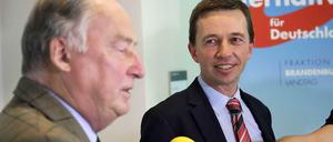 Brandenburgs AfD-Fraktionsvorsitzender Alexander Gauland und AfD-Chef Bernd Lucke in Potsdam.