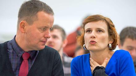 Klaus Lederer, der Berliner Linken-Chef, mit Katja Kipping, der Bundesvorsitzenden der Partei.