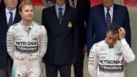 Freude bei Nico Rosberg, Frust bei Lewis Hamilton.