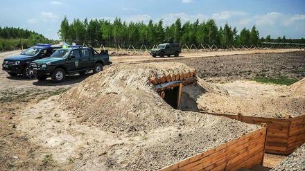 Die Sperranlagen der Ukraine an der russischen Grenze nehmen Gestalt an.