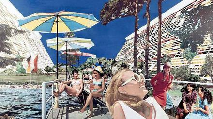 Jetset des Sozialismus. Eine Collage von Dieter Urbach, die der Architekt Josef Kaiser 1971 für sein "Großhügelhaus" bestellte.