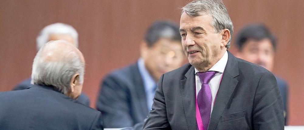 DFB-Chef Niersbach (r.) redet plötzlich anders über Blatter.