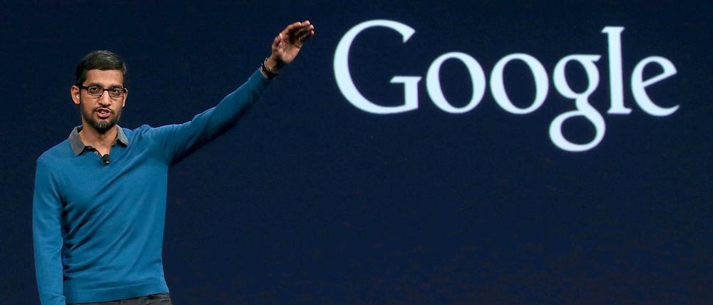 Für eine Entwicklungskonferenz wie hier in San Francisco hat Googles Vizepräsident Sundar Pichai Zeit. Für die Anhörung der EU konnte der Konzern jedoch keinen Vertreter organisieren.