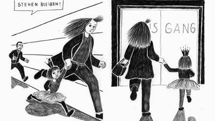 Auf der Flucht: Eine Seite aus dem besprochenen Buch.