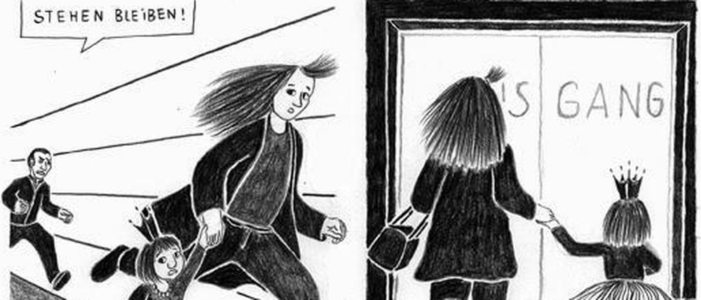 Auf der Flucht: Eine Seite aus dem besprochenen Buch.