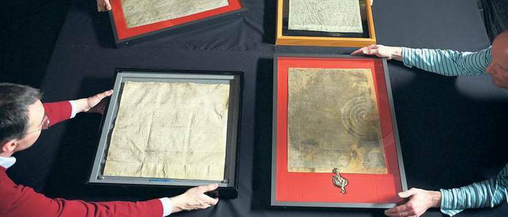 Die vier Originale der Magna Carta von 1215.