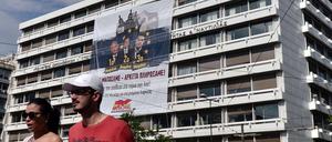 „Wir haben genug geblutet! Wir haben genug gezahlt!“, heißt es auf dem Transparent.