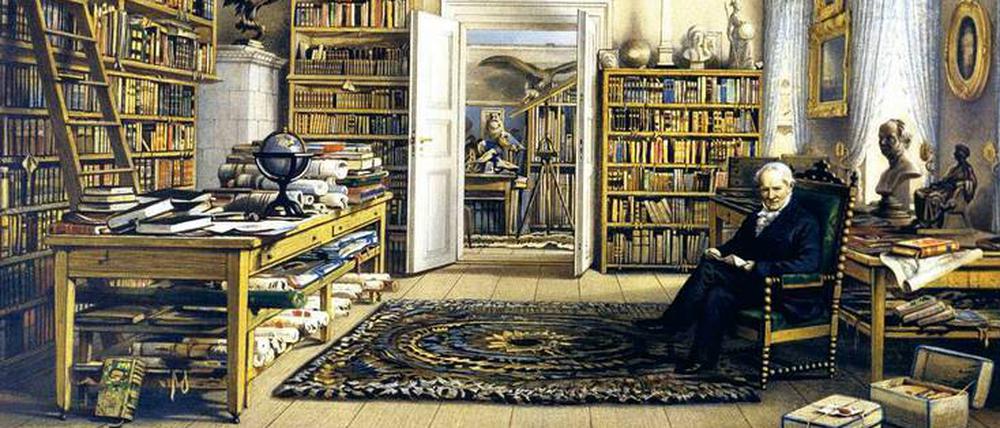 Der Naturforscher, Schriftsteller und große Intellektuelle Alexander von Humboldt (1769–1859) in seinem Berliner Arbeitszimmer.