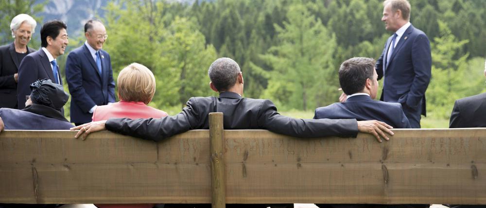 Moment der Entspannung auf Schloss Elmau: die G7 