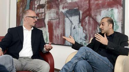 Streit um Mieten-Volksentscheid: SPD-Landeschef Jan Stöß und der Sprecher der Volksentscheid-Initiative, Rouzbeh Taheri, im Gespräch mit dem Tagesspiegel.