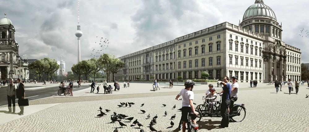 Kopfsteinpflaster bitte im Vorteilspack einkaufen! So stellen sich die Planer den neuen Vorplatz vor dem Schloss vor.