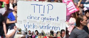 Gegner. TTIP-Kritiker demonstrieren in München.
