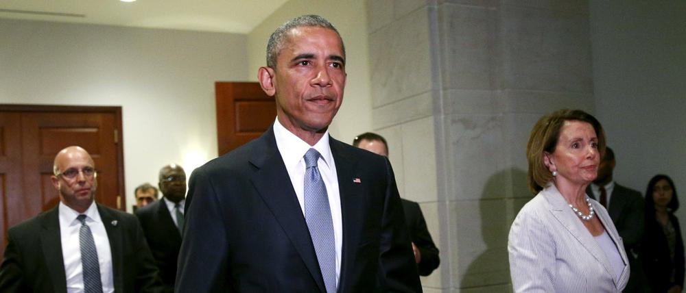 US-Präsident Barack Obama (Mitte) bekam vom Kongress eine Abfuhr für seine Freihandelspläne.