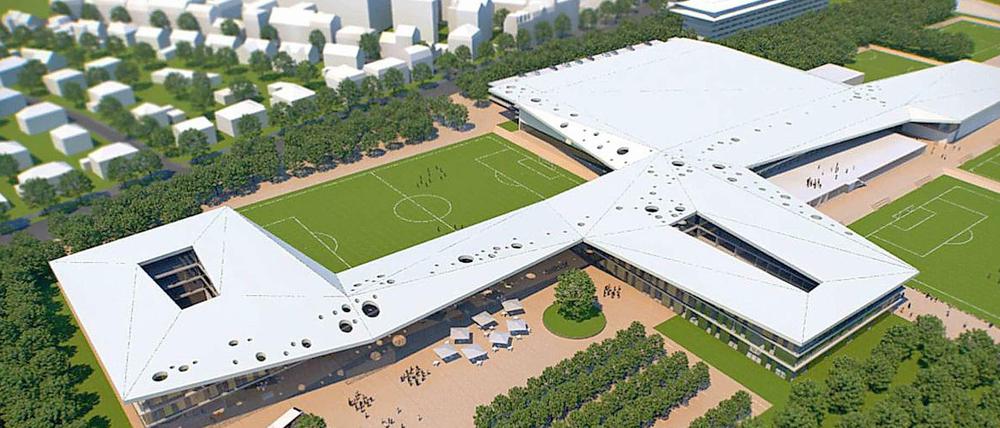 Ein neue Heimat für 89 Millionen Euro. Die Simulation zeigt das geplante DFB-Zentrum.