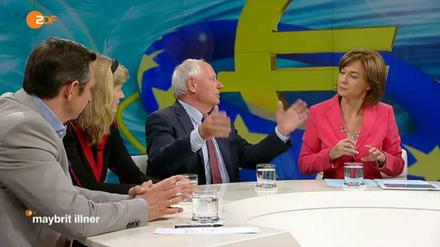 Diskussionfreudig: Oskar Lafontaine (2.v.r.) war am Donnerstagabend bei Maybrit Illner im ZDF zu Gast.