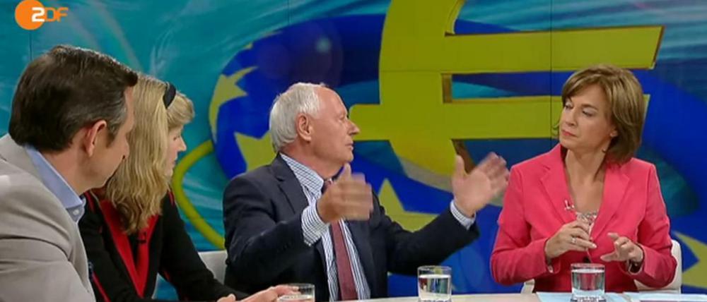 Diskussionfreudig: Oskar Lafontaine (2.v.r.) war am Donnerstagabend bei Maybrit Illner im ZDF zu Gast. 