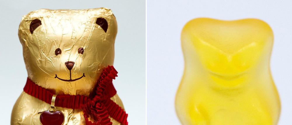 Lindt-Teddy und "Goldbär" von Haribo.