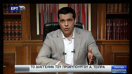 Alexis Tsipras in einer Fernsehansprache.