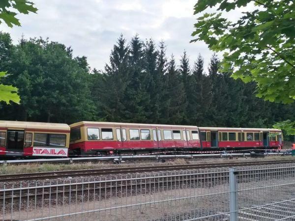 Aus der Spur geraten: Am Montagabend ist eine S-Bahn der Linie S5 bei der Einfahrt in den Bahnhof Hoppegarten entgleist.