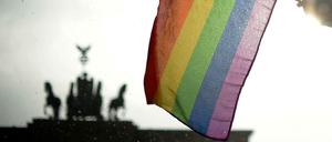 Die Regenbogenfahne am CSD Berlin.