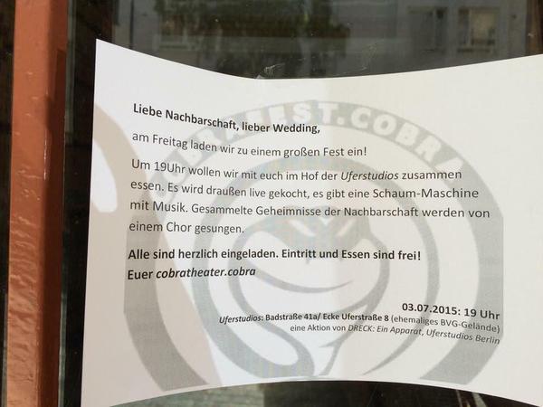 Fest am Hof der Uferstudios am Freitag.