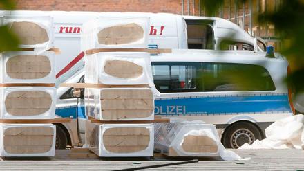 Polizei bei der Baustelle in Lübeck.