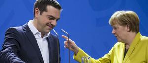 Kanzlerin Angela Merkel und ihr Amtskollege aus Griechenland, Alexis Tsipras.