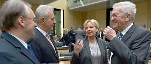 Finden Ost und West zusammen? Die Ministerpräsidenten Haseloff, Tillich, Kraft und Kretschmann (von links).