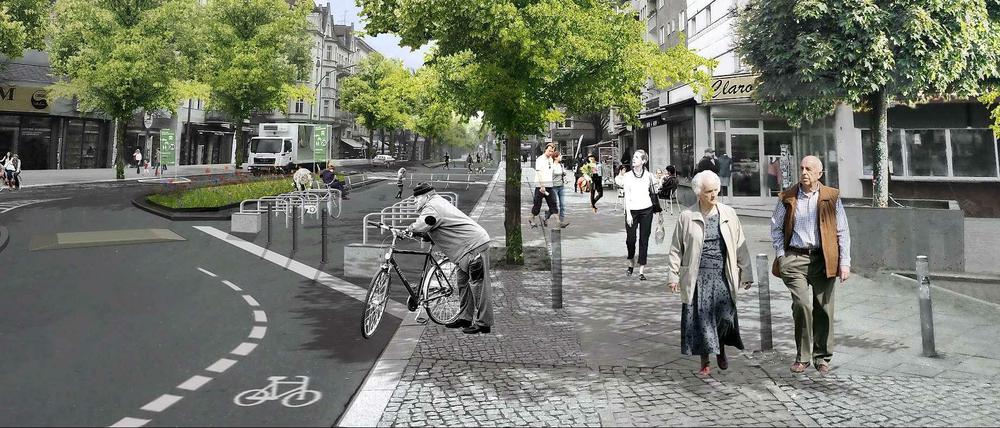 Immer mit der Ruhe. In der Maaßenstraße gilt bald Tempo 20, zugleich entstehen neue Flächen für Fußgänger.